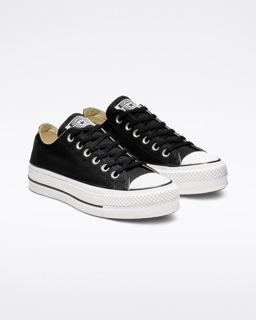 Dámské Boty Na Platformy Converse Chuck Taylor All Star Lift Platene Nízké Černé Bílé | CZ EJ31Z54